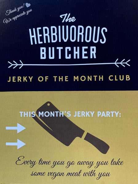 postcard for The Herbivorous Butcher's vegan jerky of the month club
