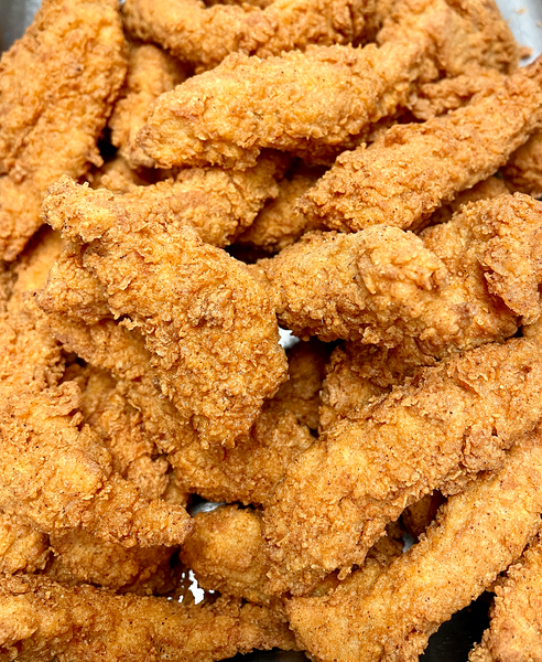 a pile of vegan fried chicken