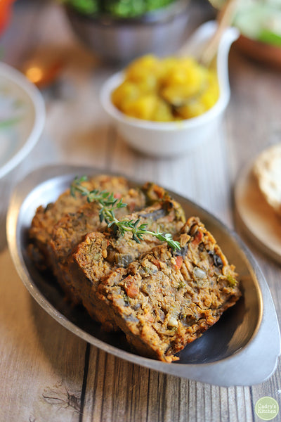 platter of vegan meatloaf